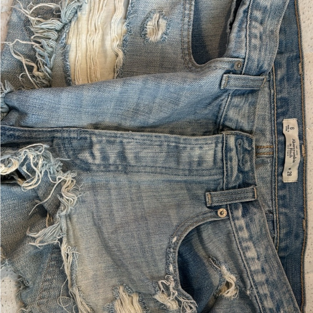 Abercrombie & Fitch Light Blue Distressed Jean Shorts